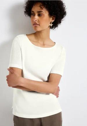 Street One Frauen Strick-Look T-Shirt in Weiß, Gr: 36