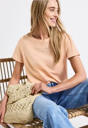 Street One Frauen T-Shirt mit Print in Orange, Gr: 36