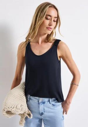 Street One Frauen Top mit Raffung in Blau, Gr: 36