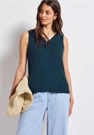 Street One Frauen V-Neck Top in Türkis, Gr: 44