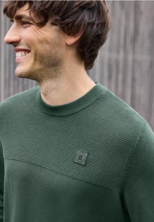 Street One MEN Männer Strukturmix Pullover in Grün, Gr: 3XL