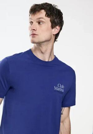 Street One MEN Männer T-Shirt mit Chestprint in Blau, Gr: S