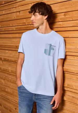 Street One MEN Männer T-Shirt mit Print in Blau, Gr: M