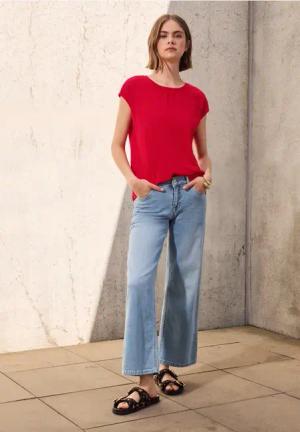 Street One Studio Frauen Basic Shirt mit Raffung in Rot, Gr: 42