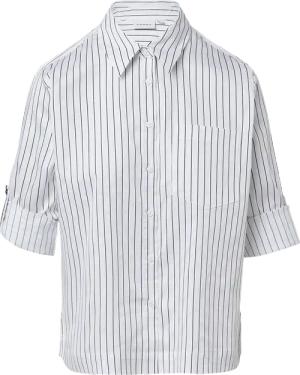 Streifenbluse aus Baumwollstretch mit Leo-Detail