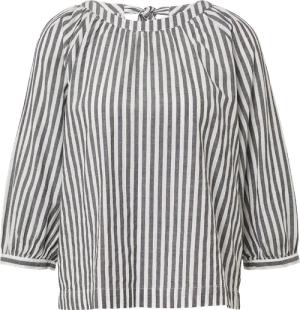 Streifenbluse mit Raffung und Schleife