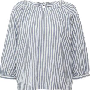 Streifenbluse mit Raffung und Schleife