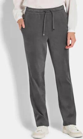 Stretch Hose SARA in Veloursleder-Optik - grau - Gr. 26 von Goldner Fashion
