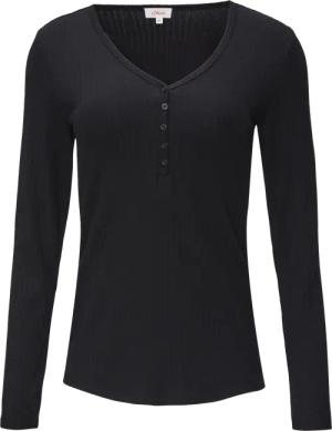 Stretchiges Longsleeve mit Henleyausschnitt