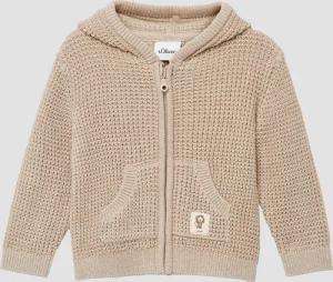 Strickcardigan aus Baumwollmix mit Kapuze und Patch