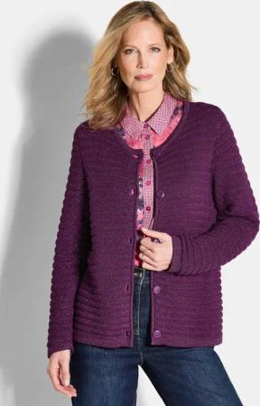 Strickjacke aus Baumwolle und Lurex - beere - Gr. 20 von Goldner Fashion