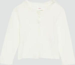 Strickjacke aus Viskosemix mit Wellsaum und blumenförmigen Knöpfen