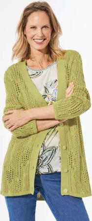 Strickjacke mit Knöpfen - hellgrün - Gr. 24 von Goldner Fashion