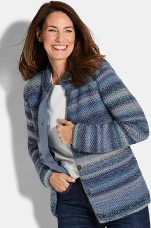 Strickjacke mit Multicolor Ringeloptik - blau / hellblau / gemustert - Gr. 23 von Goldner Fashion