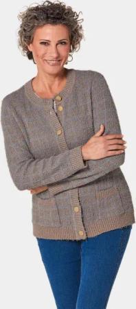 Strickjacke mit Taschen - taupe / grau / melange - Gr. 50 von Goldner Fashion