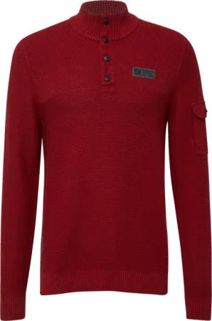 Strickpullover aus Baumwolle mit Troyer-Kragen und Strukturmix