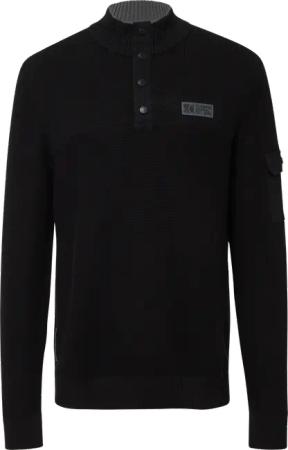 Strickpullover aus Baumwolle mit Troyer-Kragen und Strukturmix