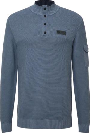 Strickpullover aus Baumwolle mit Troyer-Kragen und Strukturmix