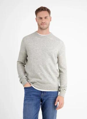 Strickpullover in weicher Schurwollqualität mit Kaschmiranteil - Broken White Melange