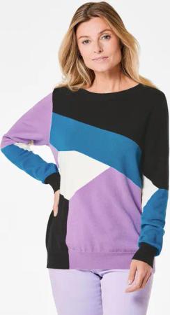 Strickpullover mit Intarsienmuster - schwarz / gemustert - Gr. 40 von Goldner Fashion