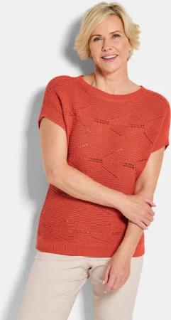 Strickpullover mit Rautenmuster - orange - Gr. 23 von Goldner Fashion