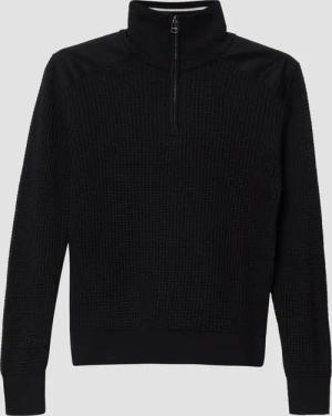 Strickpullover mit Troyer-Kragen und Schulterpaneelen aus Webstoff