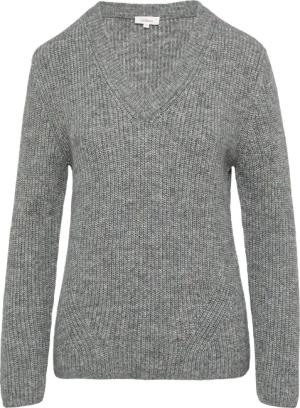 Strickpullover mit V-Ausschnitt und Rippblende