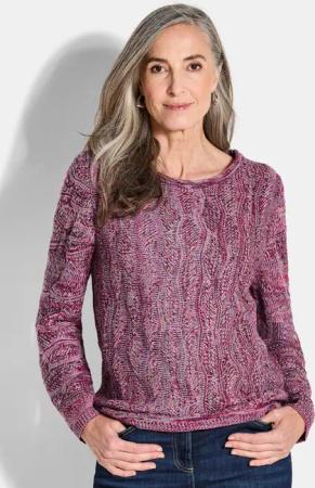 Strickpullover mit Wellenmuster - pink / gemustert - Gr. 54 von Goldner Fashion