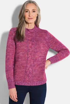 Strickpullover mit Zopfstrick - beere / gemustert - Gr. 25 von Goldner Fashion