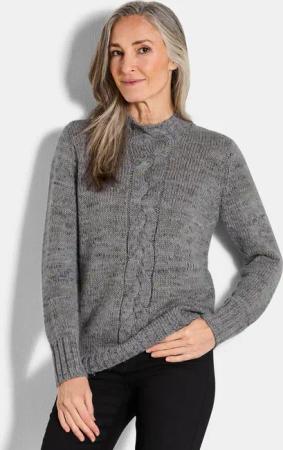 Strickpullover mit Zopfstrick - grau / gemustert - Gr. 20 von Goldner Fashion