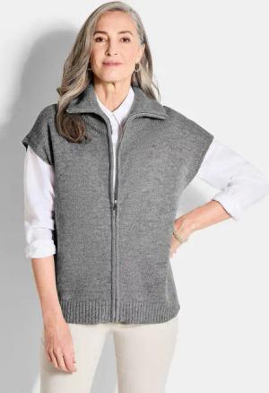 Strickweste - grau / melange - Gr. 50 von Goldner Fashion