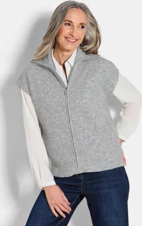Strickweste mit Reißverschluss - grau / melange - Gr. 21 von Goldner Fashion