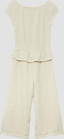 Strukturierter Overall mit Lochmuster und Volants