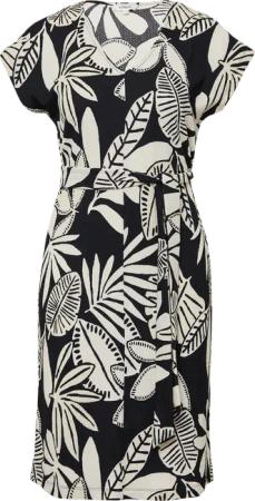 Strukturiertes Jerseykleid mit All-over-Print und Gürtel