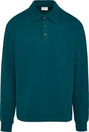 Strukturiertes Langarm-Poloshirt im Relaxed Fit