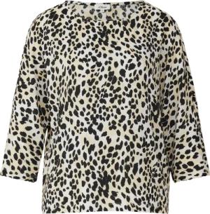 Strukturiertes Shirt mit 3/4-Fledermausärmeln und All-over-Print