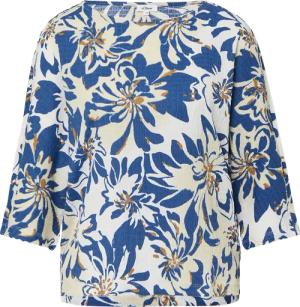 Strukturiertes Shirt mit 3/4-Fledermausärmeln und All-over-Print