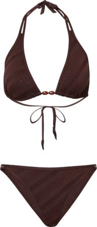 Strukturiertes Triangel-Bikinitop mit Schmuckperlen