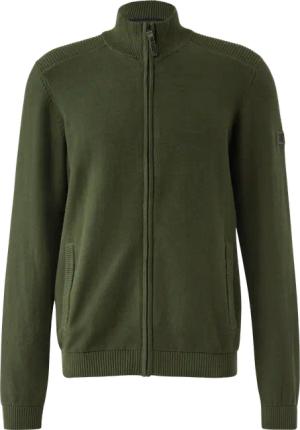 Strukturmix-Strickjacke aus Baumwolle mit Stehkragen