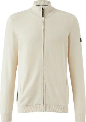 Strukturmix-Strickjacke aus Baumwolle mit Stehkragen