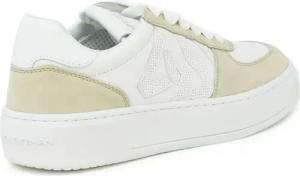 Stuart Weitzman Low-Top Sneaker - White/Beige Calf Leather Courtside Monogram Sneake - Gr. 5 - in Weiß - für Damen