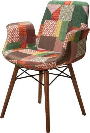 Stuhlmann Esszimmerstuhl Orlando (675C, 1 St), mit Metallgestell und Holzbeinen in Patchwork-Design