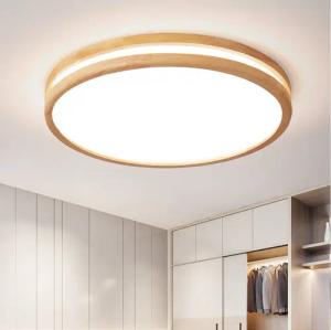style home LED Deckenleuchte Runde Deckenlampe aus Holz & Metall, dimmbar mit Fernbedienung, 96W, Ø50x6cm, LED fest integriert, einstellbar von warmweiß bis kaltweiß, für Wohnzimmer Schlafzimmer Büro Küche Diele