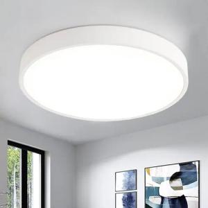 style home LED Deckenleuchte Runde Deckenlampe aus Metall, Warmweiß 3000K ohne Fernbedienung, 36W, Ø40*4cm, Weiß, Metall Lampe für Wohnzimmer Schlafzimmer Küche