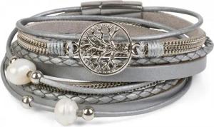 styleBREAKER Wickelarmband Wickelarmband mit Perlen, Kette & Lebensbaum (1-tlg)