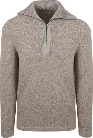 Suitable Deep Zip Pullover Boiled Wool Taupe - Größe M