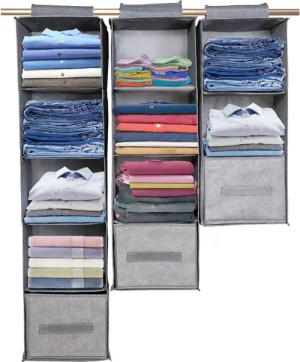 Sunicol Hängeregal Kleiderschrank Organizer, Hängend, Schubladen Schrank, 3/4/5 Lagen, Für Regale & Aufbewahrung, Abnehmbare Schubladen, Stoffbox