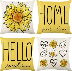 Sunicol Kissenbezug Leinen Kissenbezüge, 45x45, 4er Set, für Sofa Gartenbett Couch Kissen