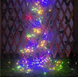 Sunicol LED-Lichterkette 2M, 10 Stränge,200 LEDs, 8 Modi, Batterie, Fernbedienung, Timer