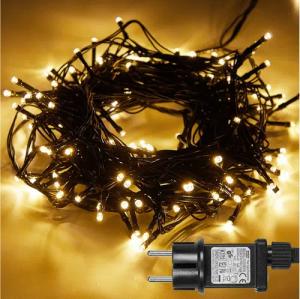 Sunicol LED-Lichterkette 5-100M lichterkette innen, USB/mit Stecker, Warmweiß, 200-flammig, Dimmbar, 8 Modi, Timer, für Weihnachten Garten Party